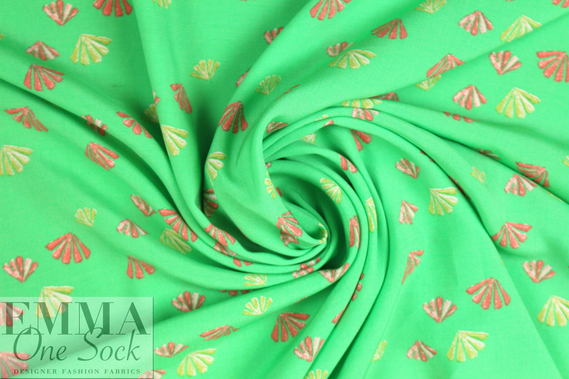 deco-leaf motif Oeko-Tex cert. viscose woven - lime 1 yard