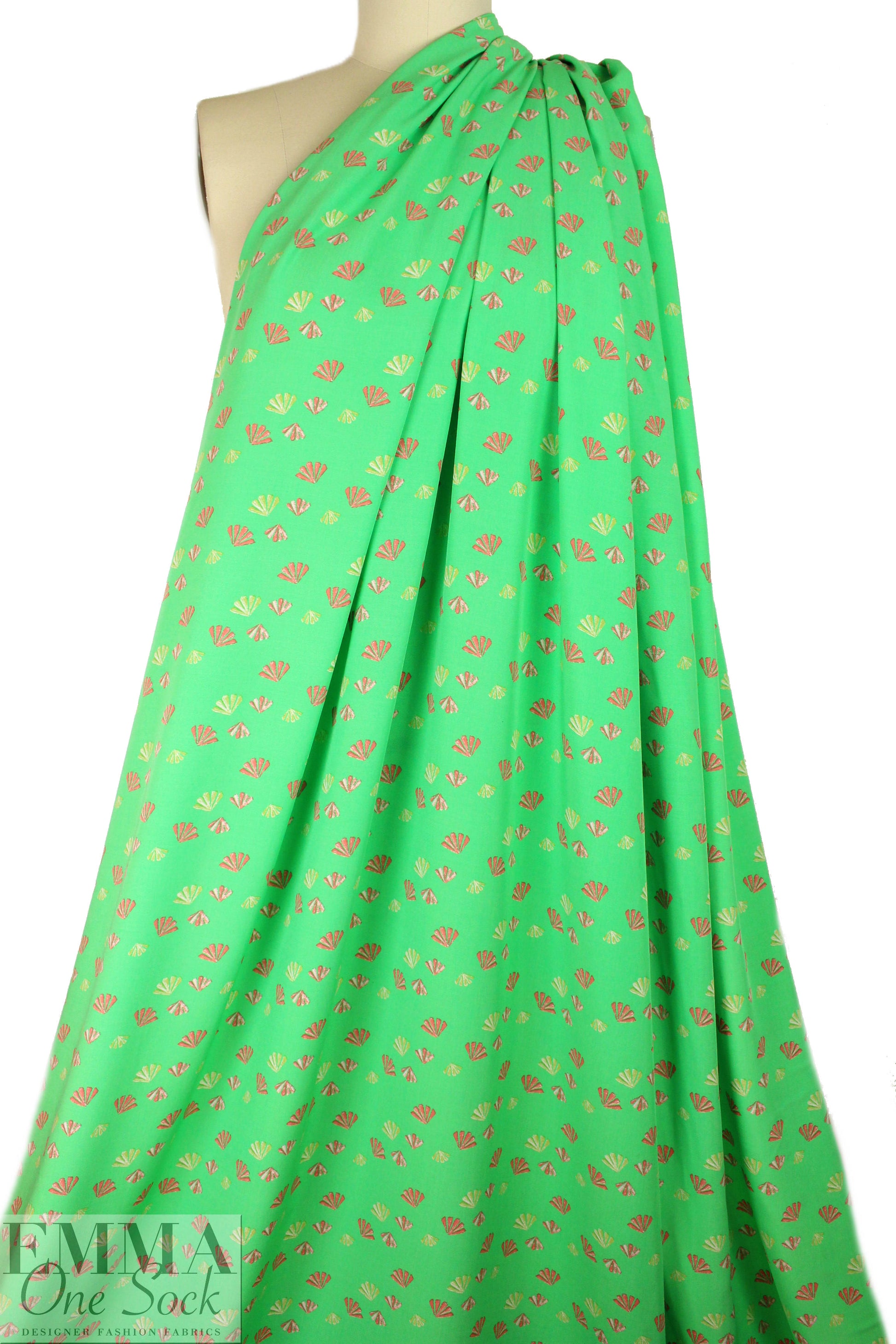 deco-leaf motif Oeko-Tex cert. viscose woven - lime 1.625 yd