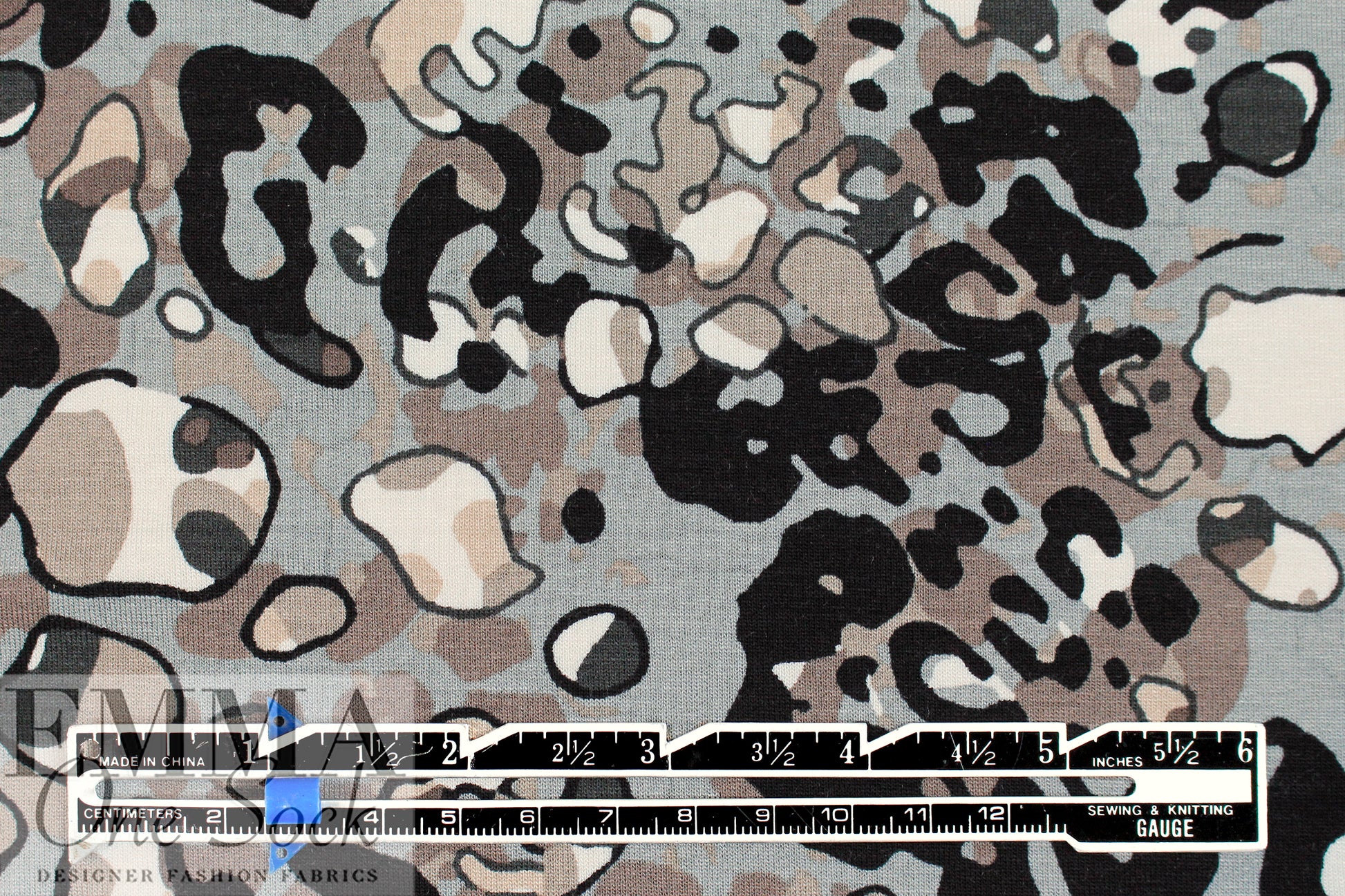 stylized animal Oeko-tex viscose knit - driftwood/gray 1.375 yd