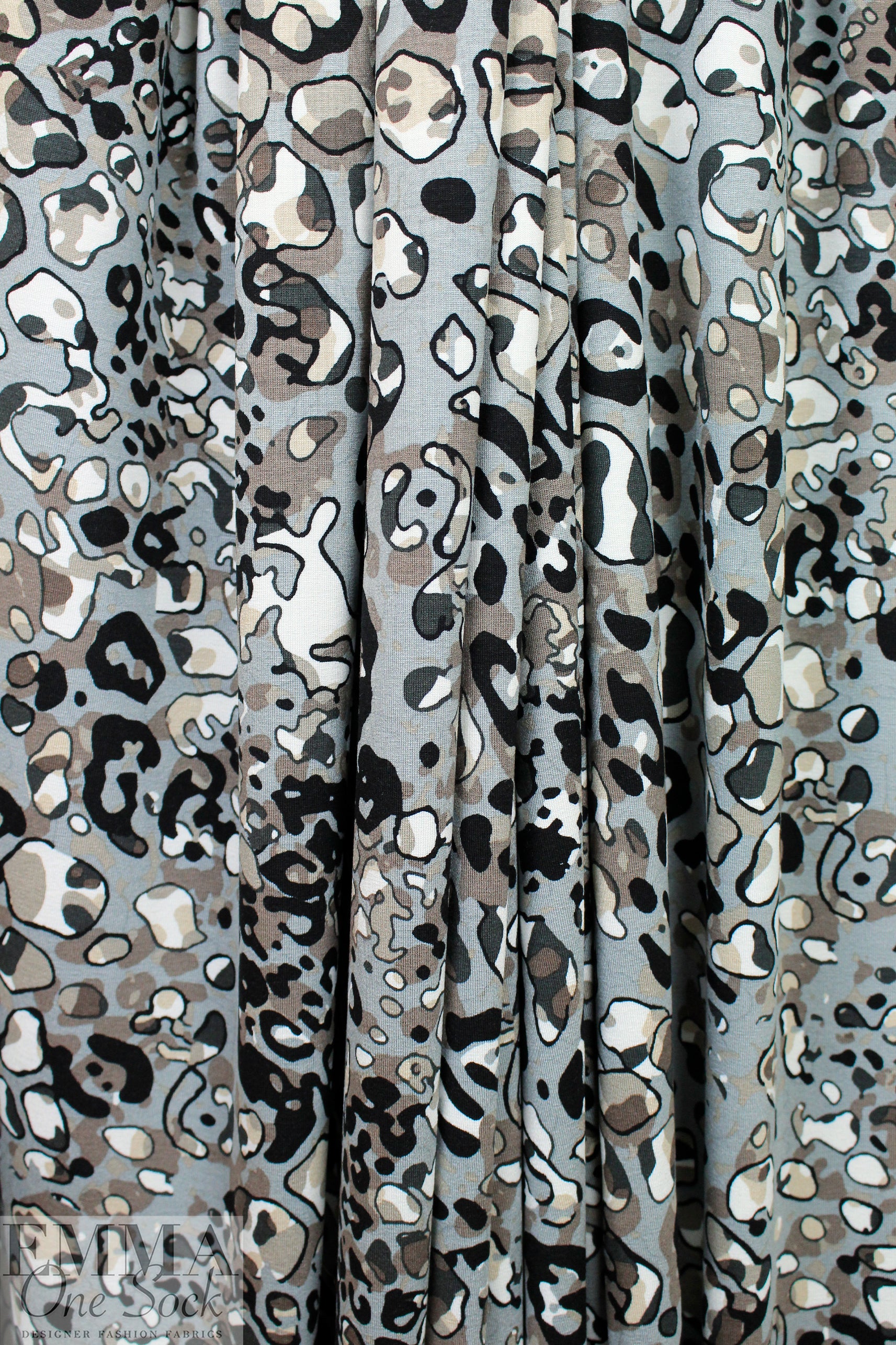 stylized animal Oeko-tex viscose knit - driftwood/gray 1.5 yds