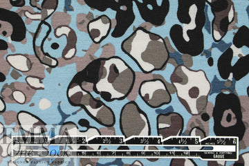 stylized animal Oeko-tex viscose knit - driftwood/blue 1 yard