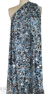 stylized animal Oeko-tex viscose knit - driftwood/blue 1 yard