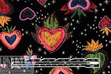 'strawberry hearts' Oeko-tex viscose challis woven 1.625 yd