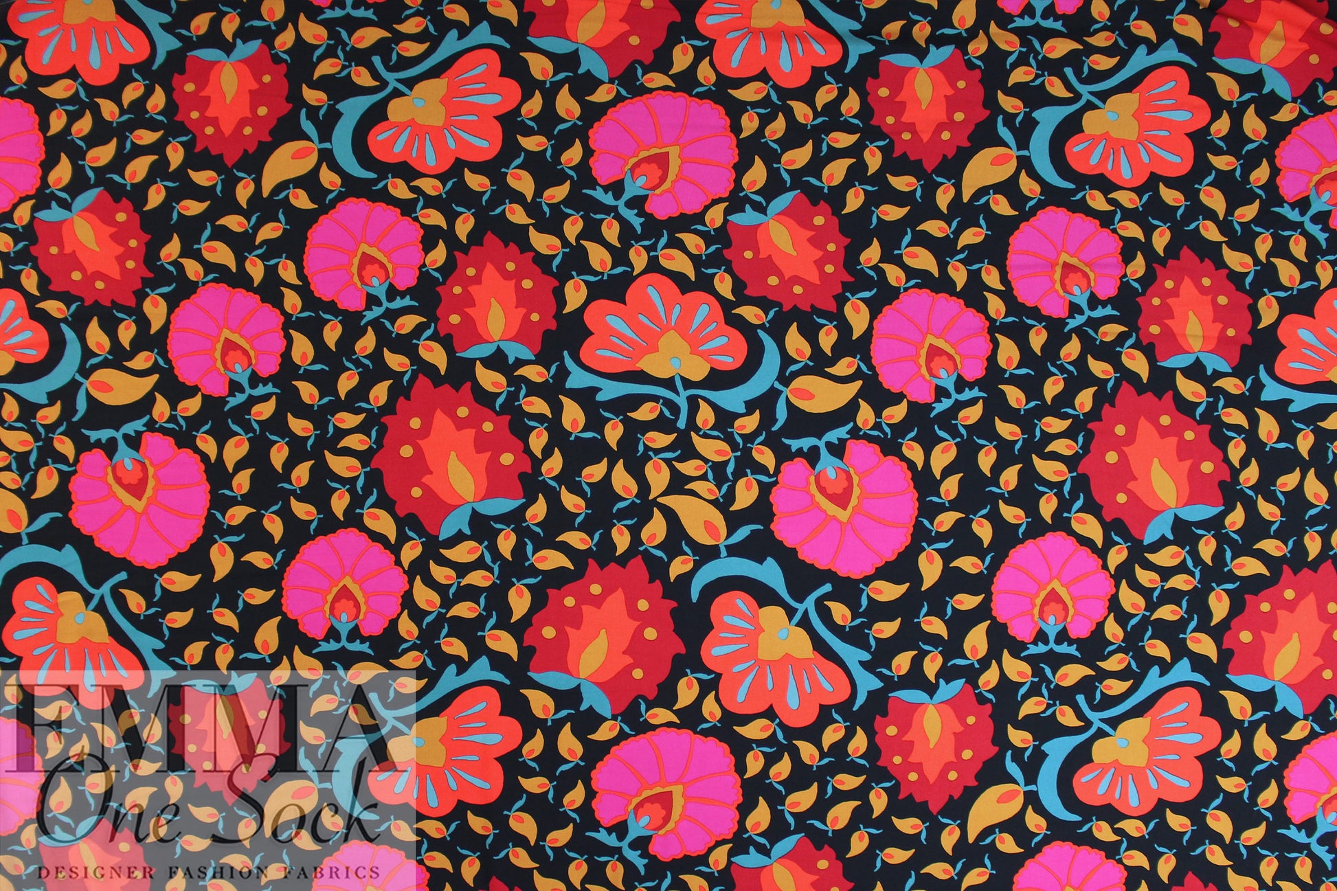 'flowers and flutters' viscose voile, Oeko Tex certified 1.4 yd