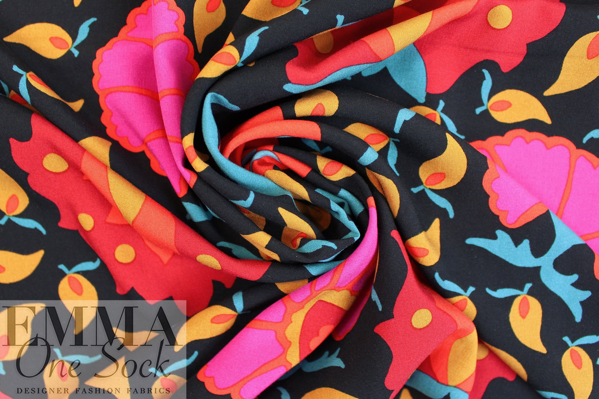 'flowers and flutters' viscose voile, Oeko Tex certified 1.75 yd