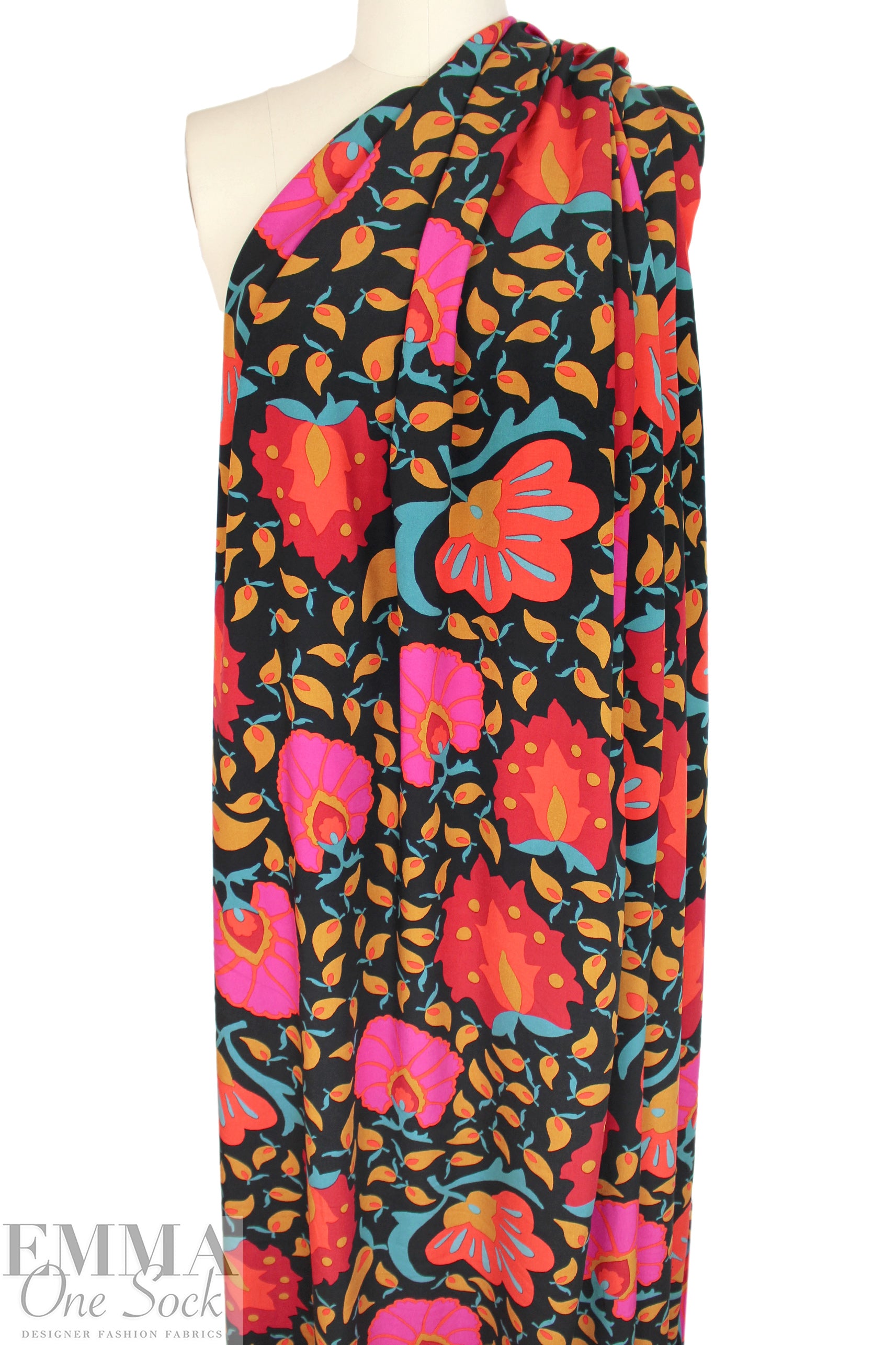 'flowers and flutters' viscose voile, Oeko Tex certified 1.75 yd