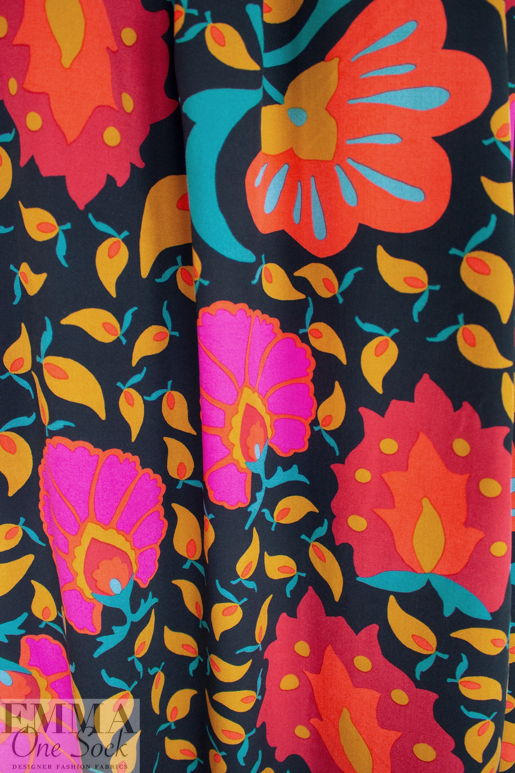 'flowers and flutters' viscose voile, Oeko Tex certified 1.375 yds