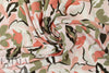 Italian pink blush/loden stylized flowers viscose challis 1.66 yd