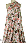 Italian pink blush/loden stylized flowers viscose challis