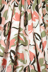 Italian pink blush/loden stylized flowers viscose challis