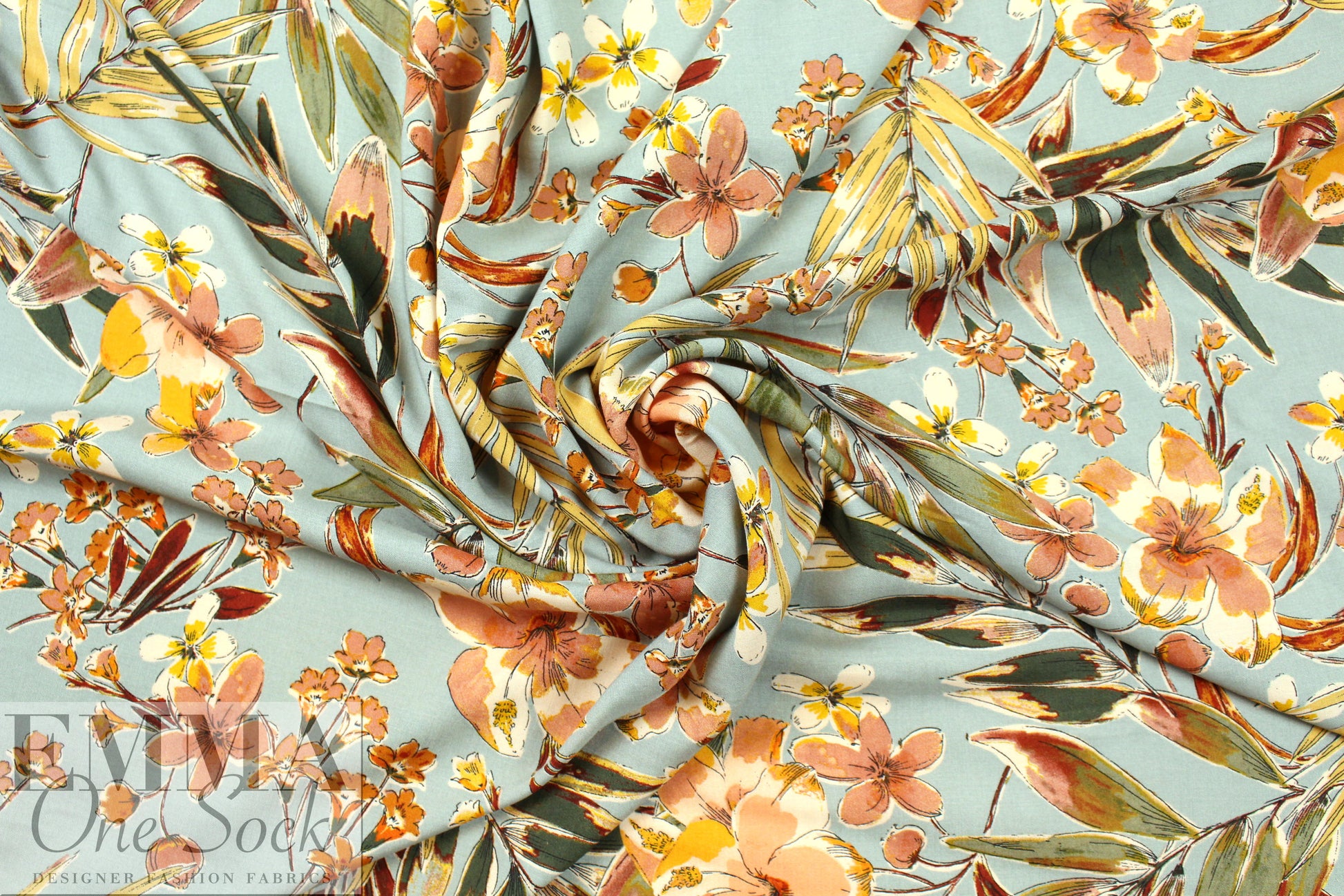 Italian woodland blooms viscose challis