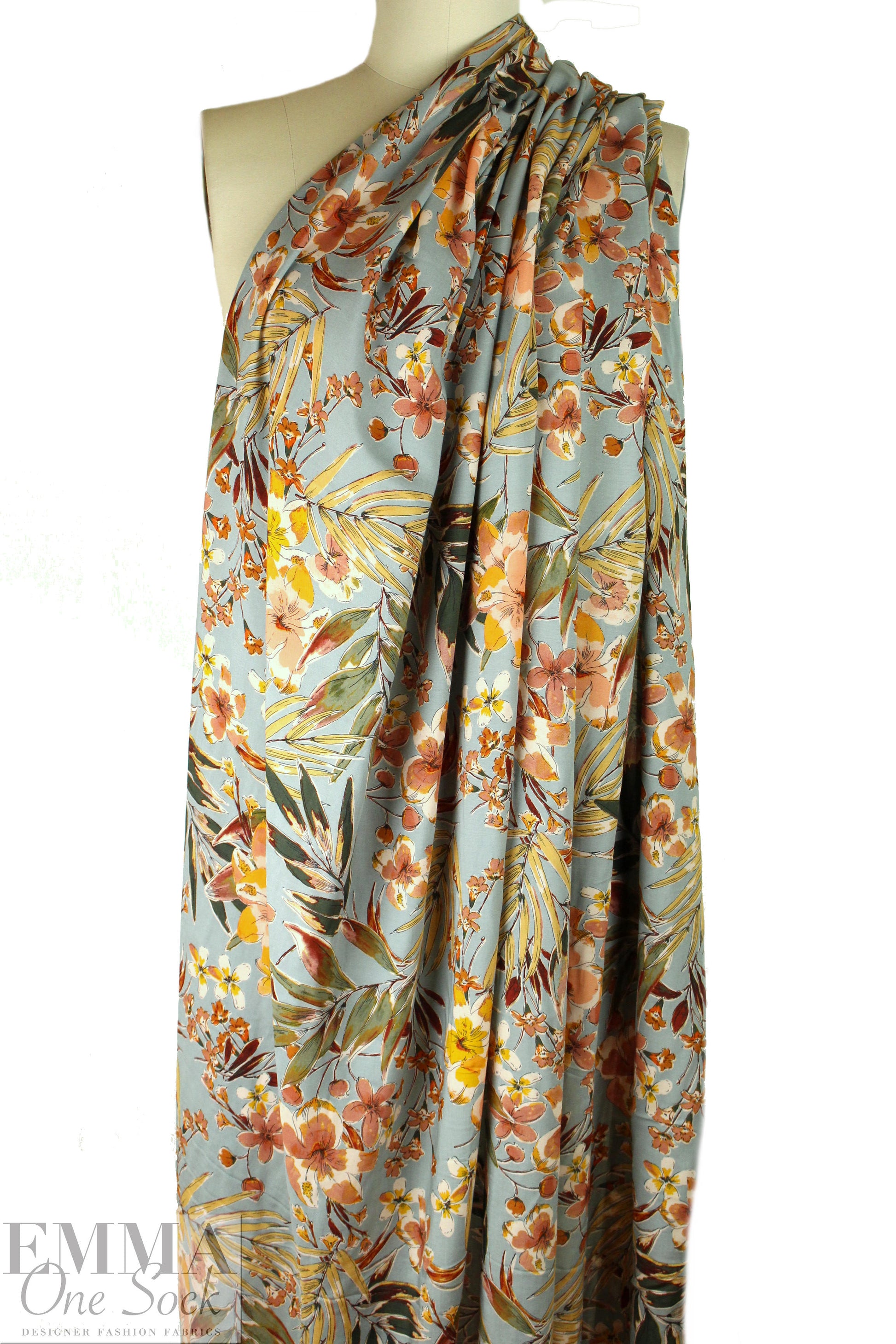 Italian woodland blooms viscose challis