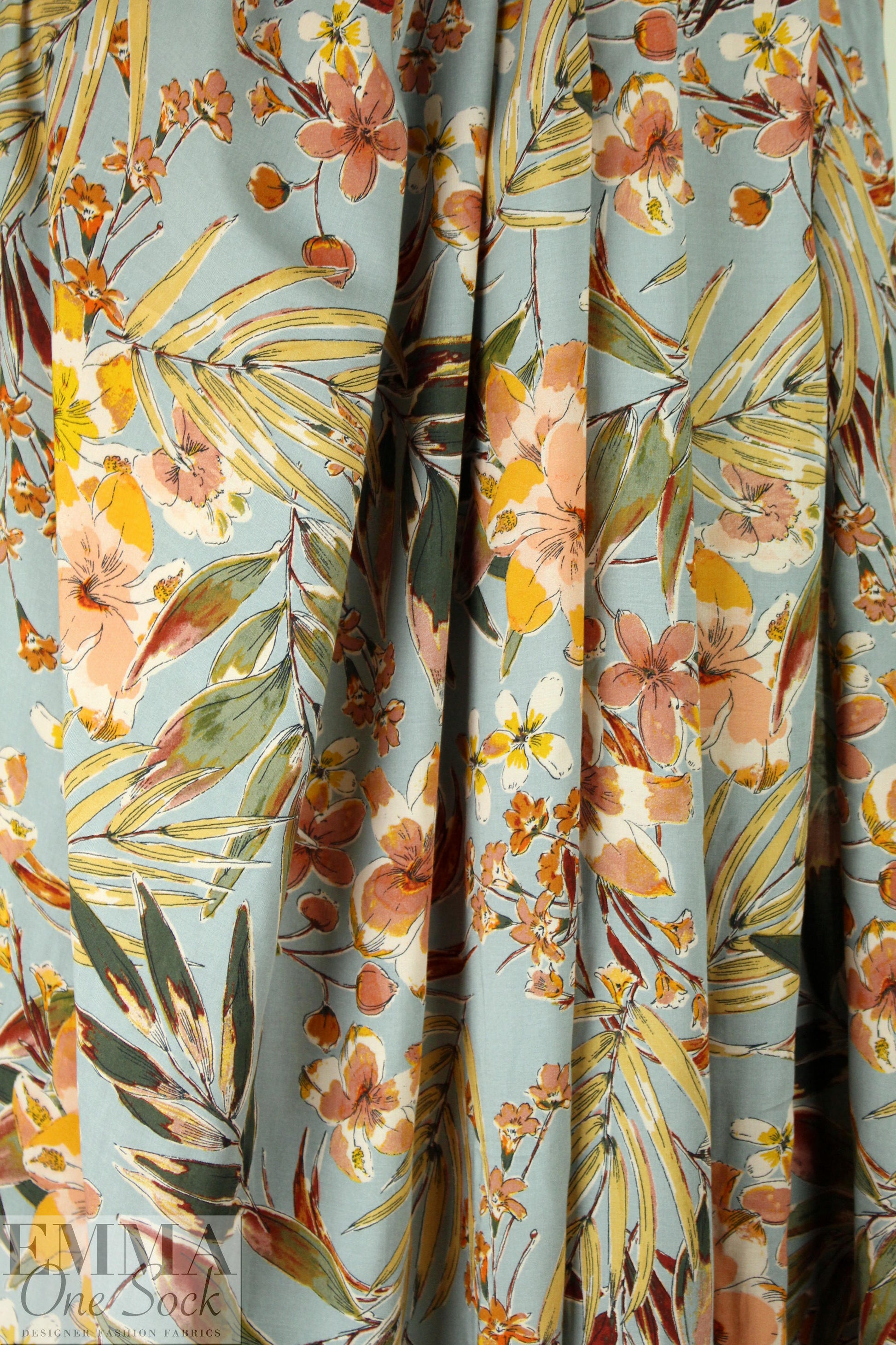 Italian woodland blooms viscose challis