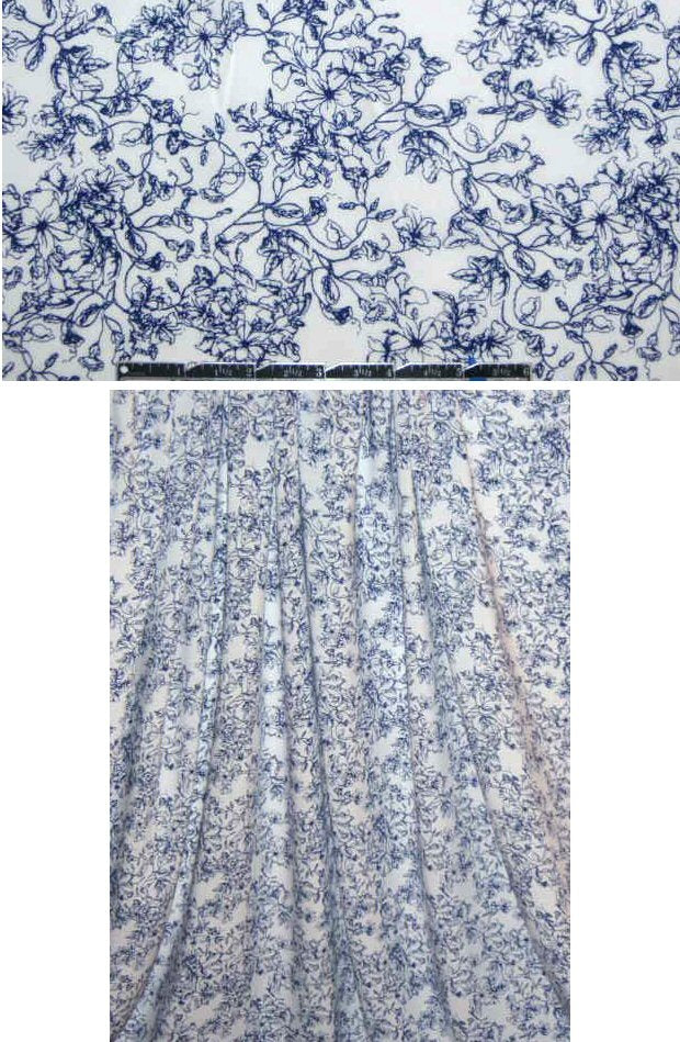 navy/white vintage floral drapey viscose woven