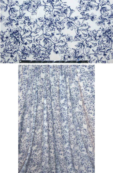 navy/white vintage floral drapey viscose woven