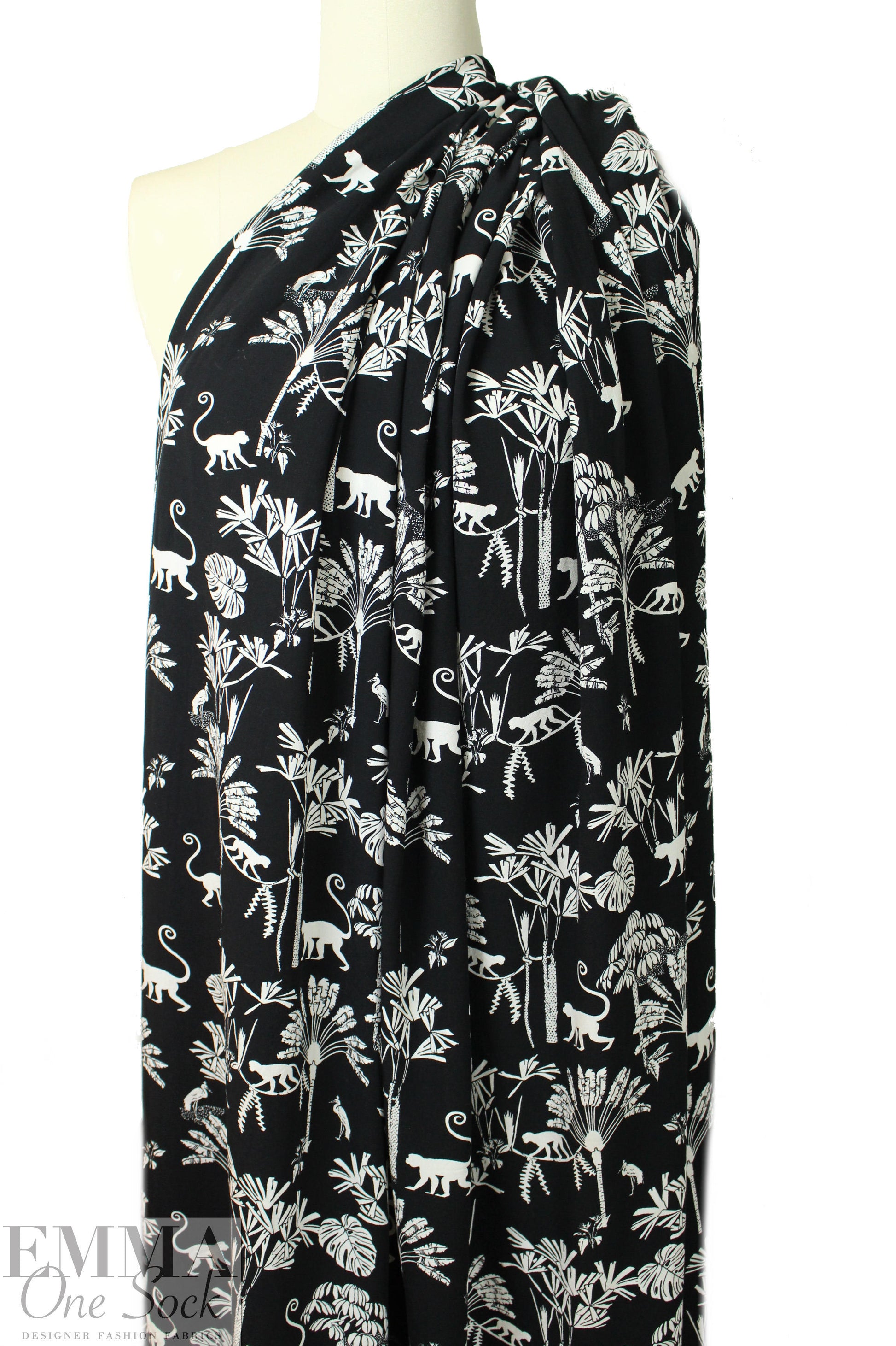 black/cream jungle sihouette Eco Vero viscose woven 1.5 yd