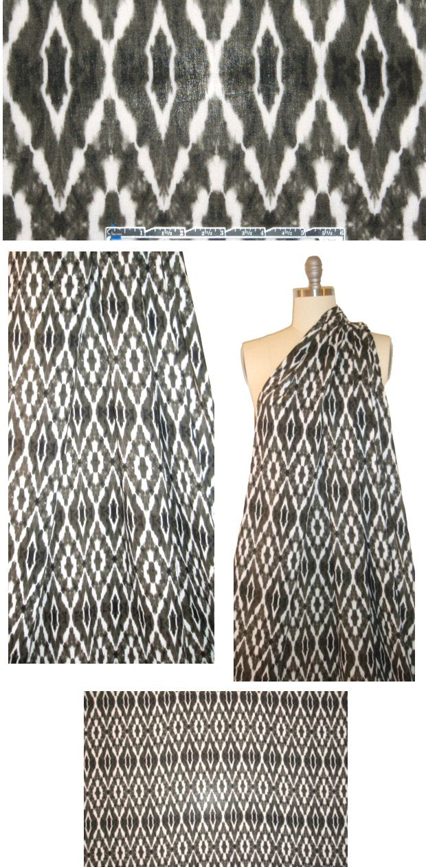 NY designer edgy diamond graphic drapey viscose woven 1.625 yd