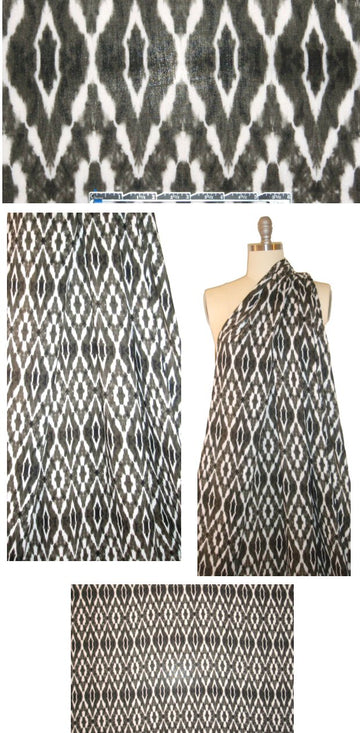 NY designer edgy diamond graphic drapey viscose woven 1.625 yd