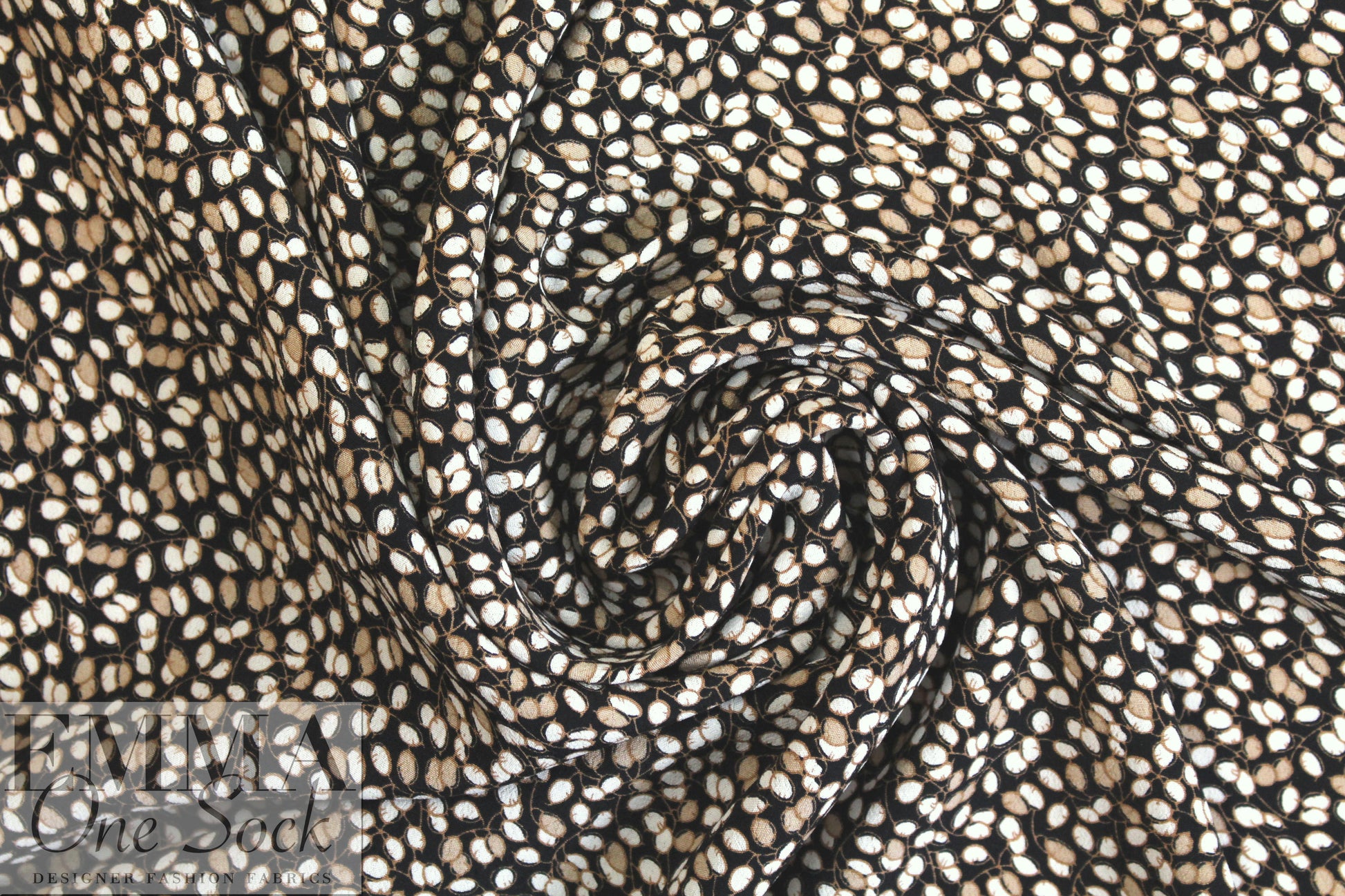 NY designer earth-toned buds drapey viscose woven .625 yds