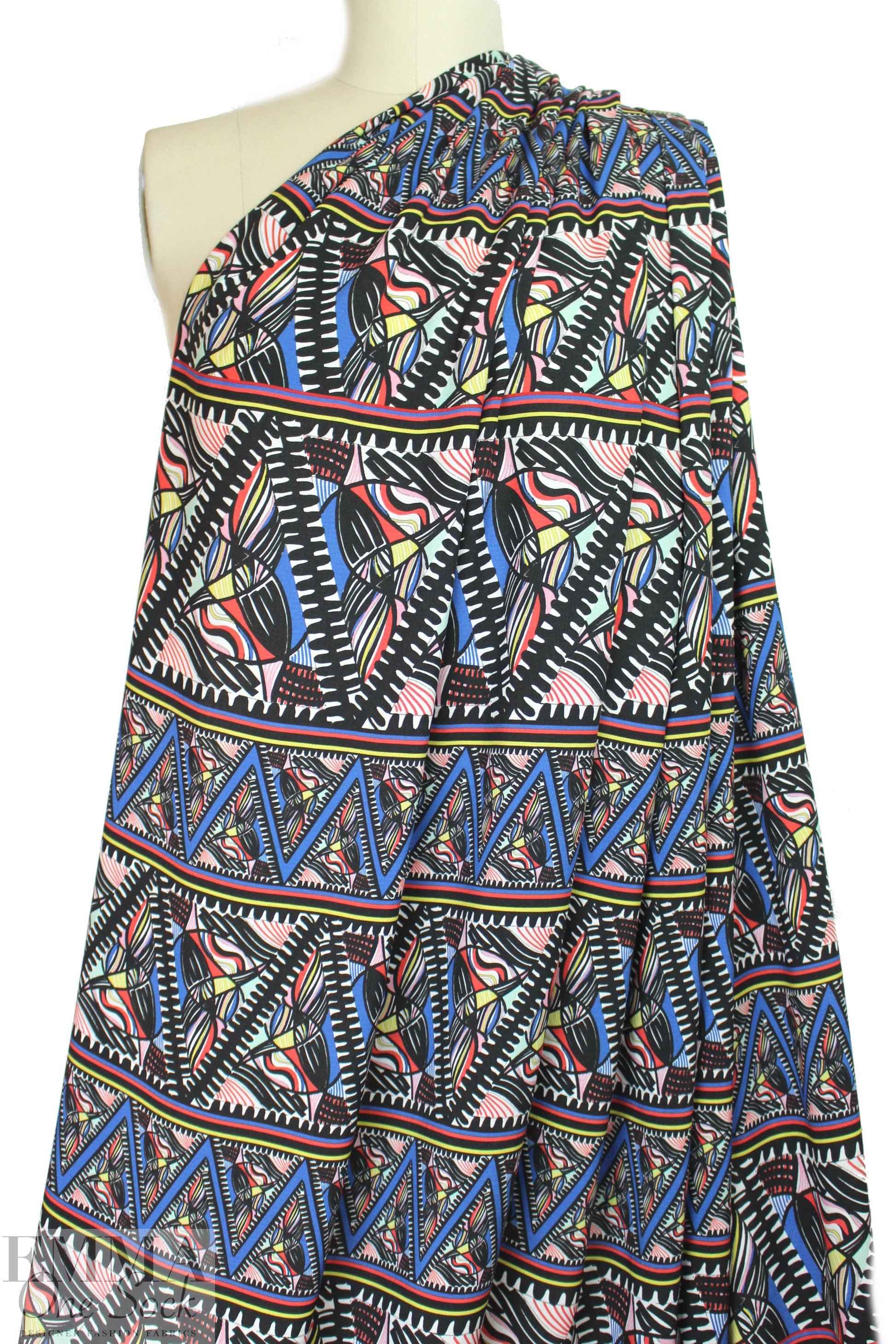 CA designer 'totem cubist' graphic viscose woven 2.375 yds