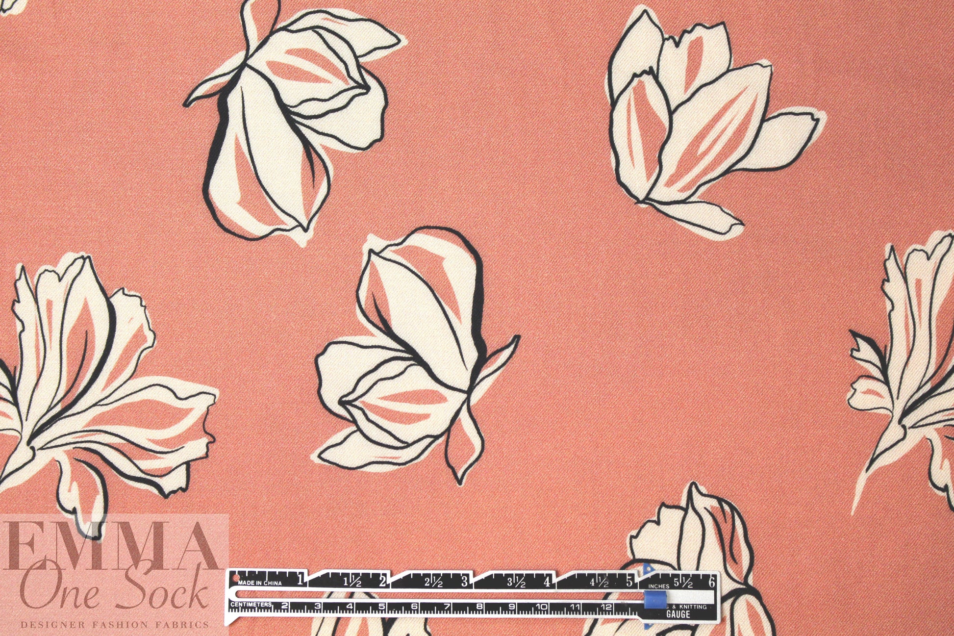 CA designer apricot floral printed viscose twill 1.5 yds
