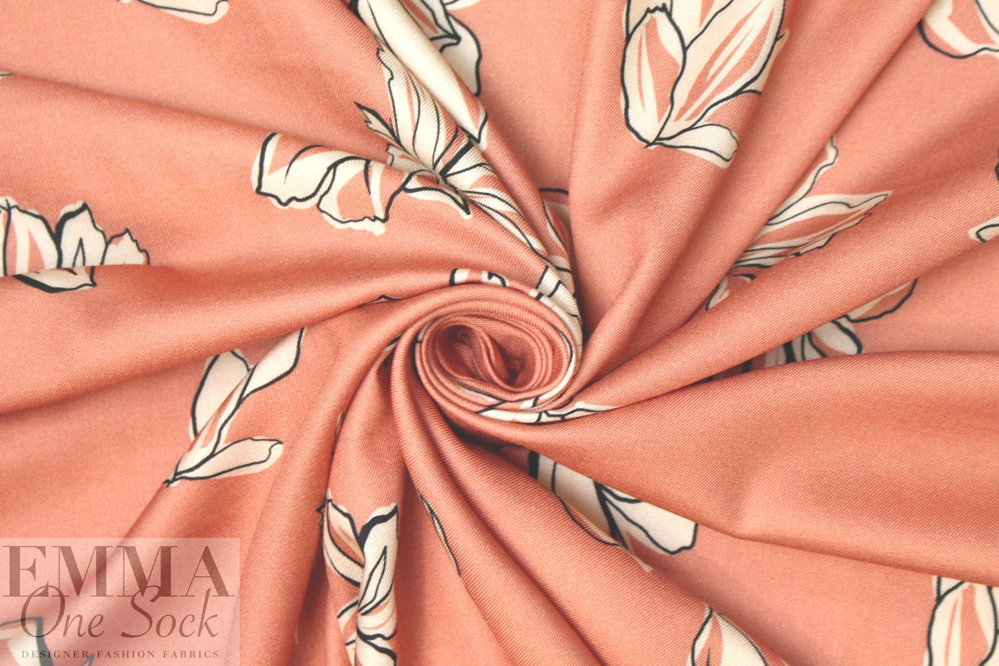 CA designer apricot floral printed viscose twill 1.5 yds