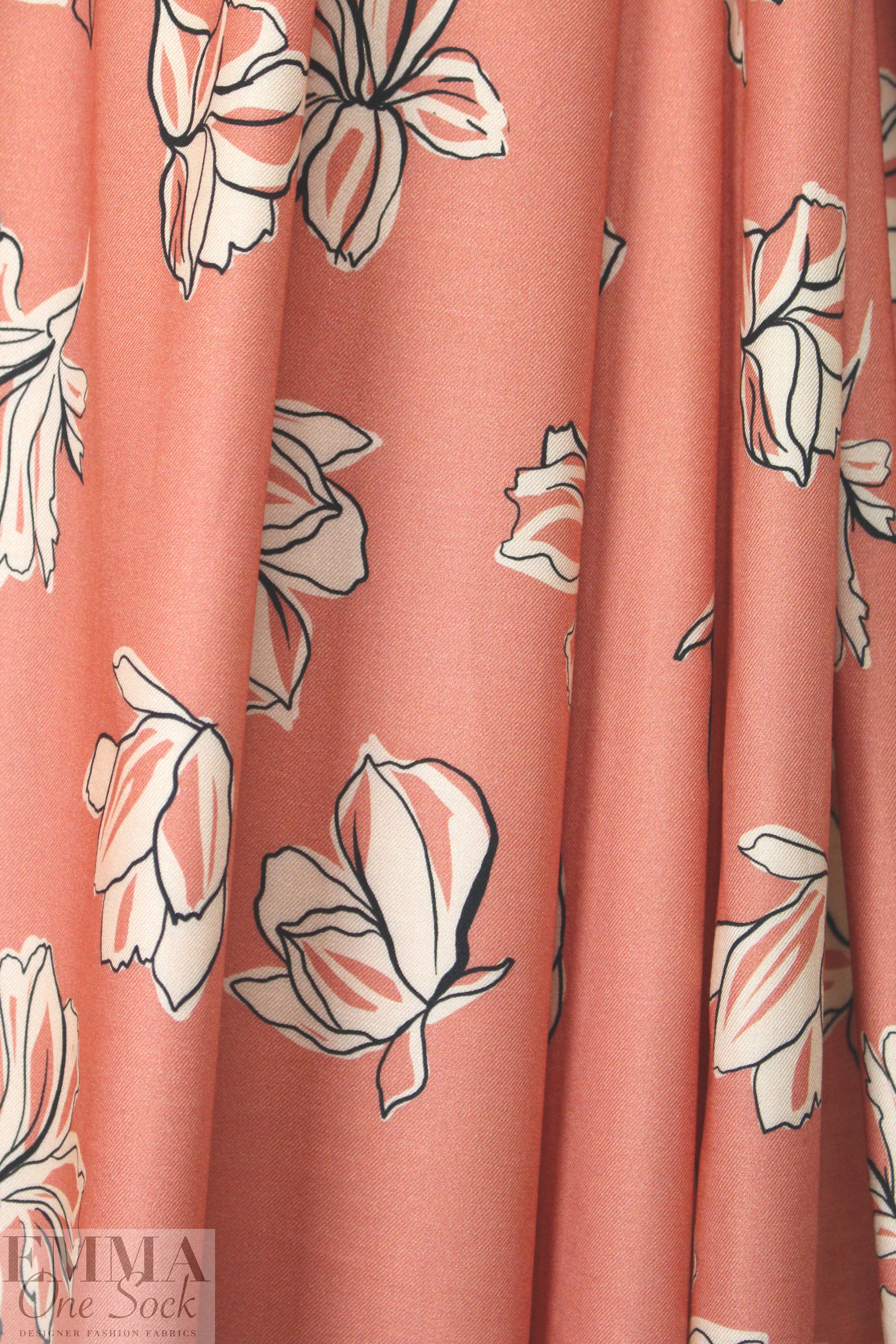 CA designer apricot floral printed viscose twill 1.5 yds