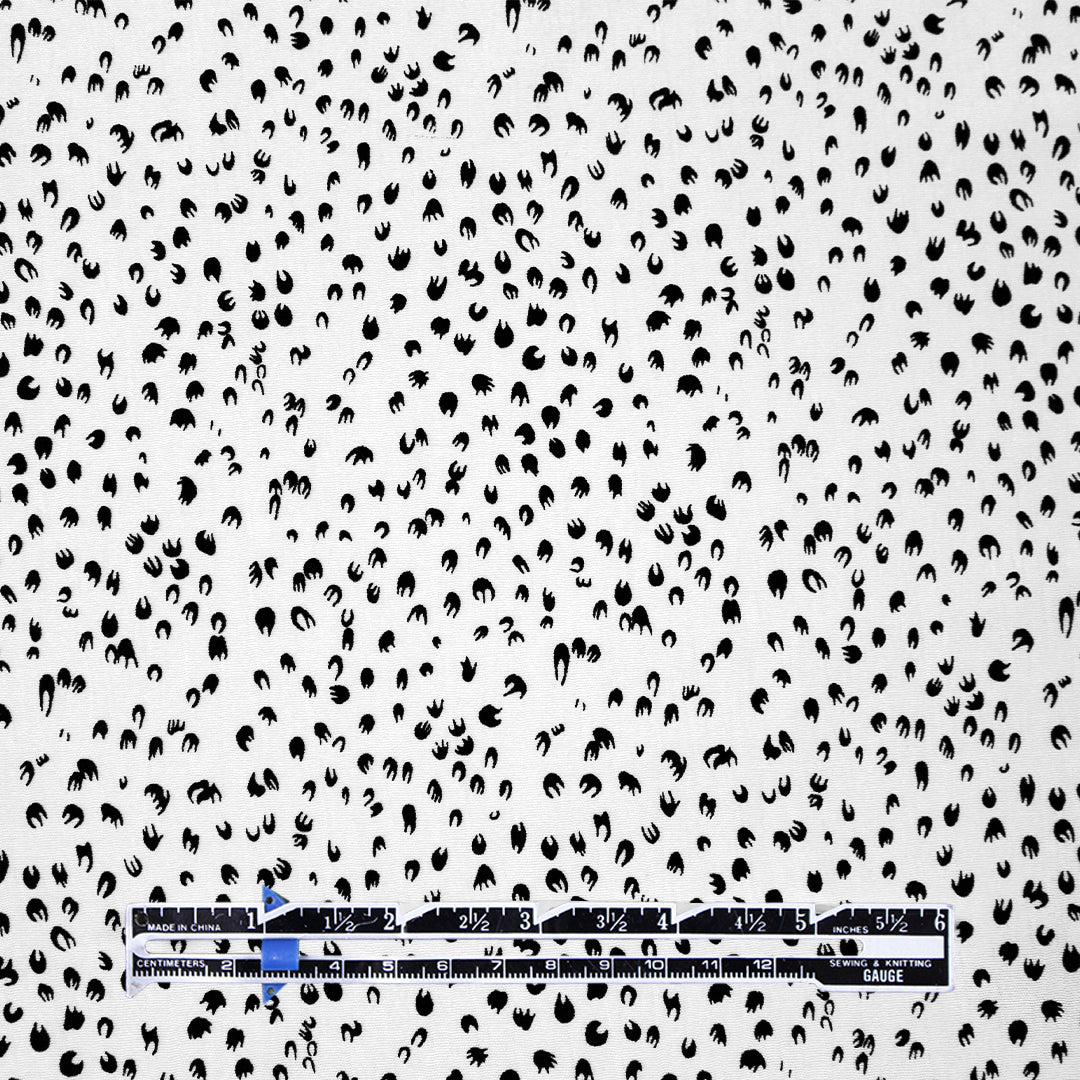 CA designer 'petite prints' viscose blend woven - black/white .625 yds