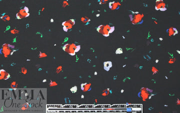 Derek L@m little flowers on black viscose woven 1.66 yd