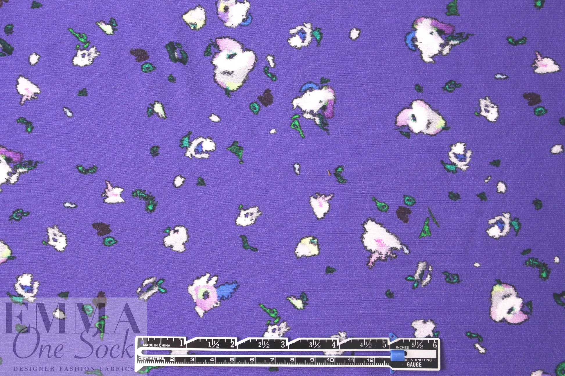 Derek L@m little flowers on grape viscose woven
