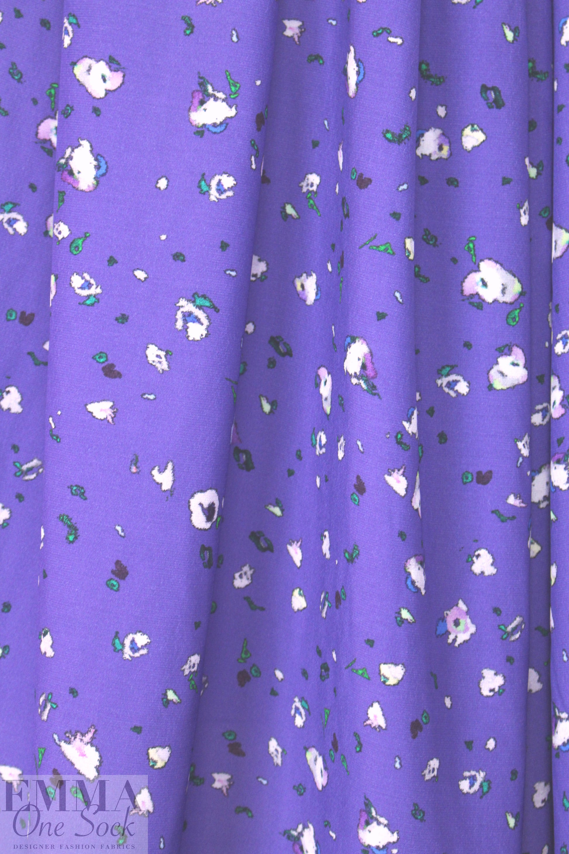 Derek L@m little flowers on grape viscose woven