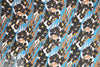 famous designer viscose charmeuse - blue/mocha floral 1.5 yds