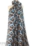 famous designer viscose charmeuse - blue/mocha floral