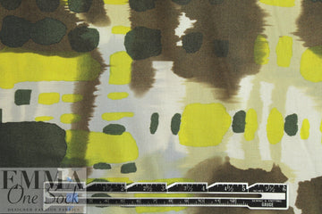 Italian abstract drapey viscose woven - mocha/sulpher