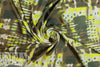 Italian abstract drapey viscose woven - mocha/sulpher