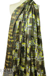 Italian abstract drapey viscose woven - mocha/sulpher