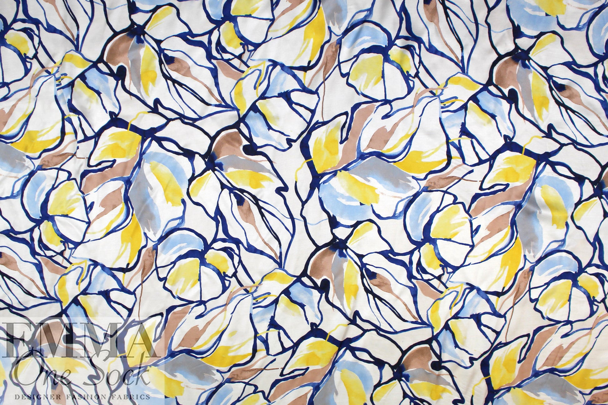 Massim0 'painted leaves' satin viscose woven 2.125 yd
