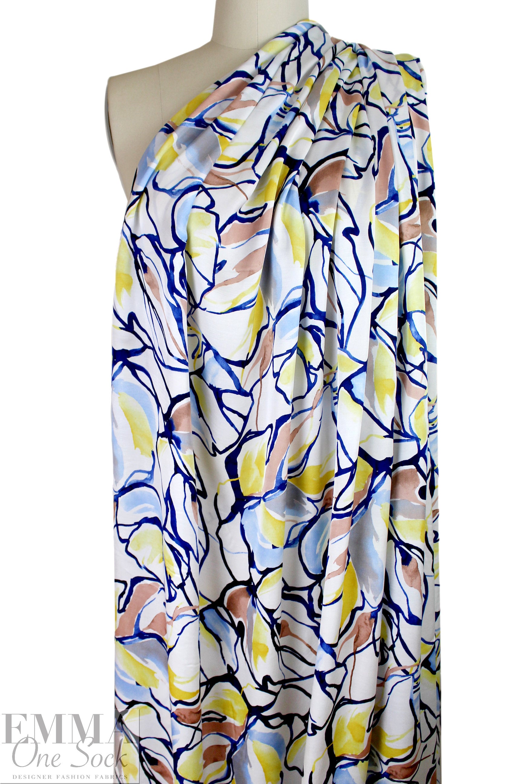 Massim0 'painted leaves' satin viscose woven 2.125 yd