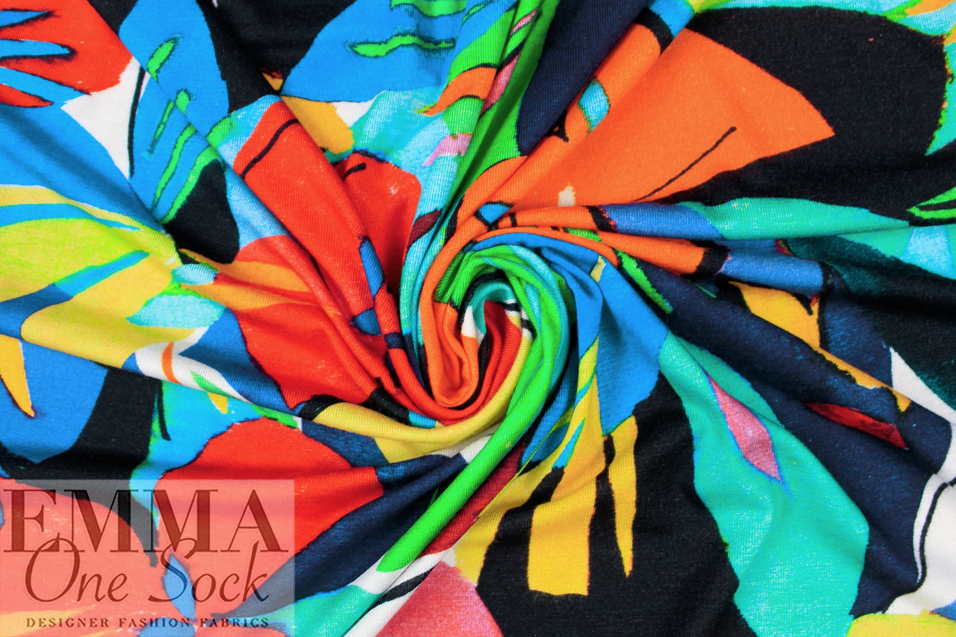 Italian 'joyful flowers' viscose/spandex knit 2 yds