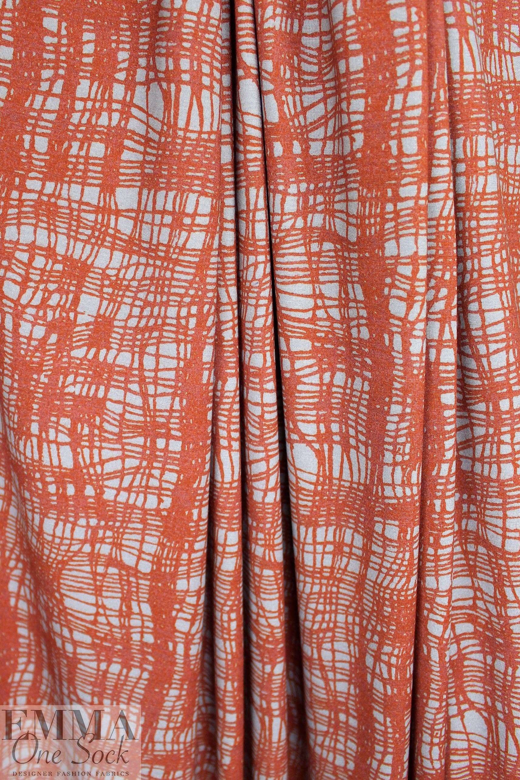 Italian 'fiber optics' viscose/spandex knit - terracotta/ fog 1.75 yds