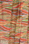Italian 'wavering leaves' visc/span knit - pumpkin/cardamom 1.5 yds