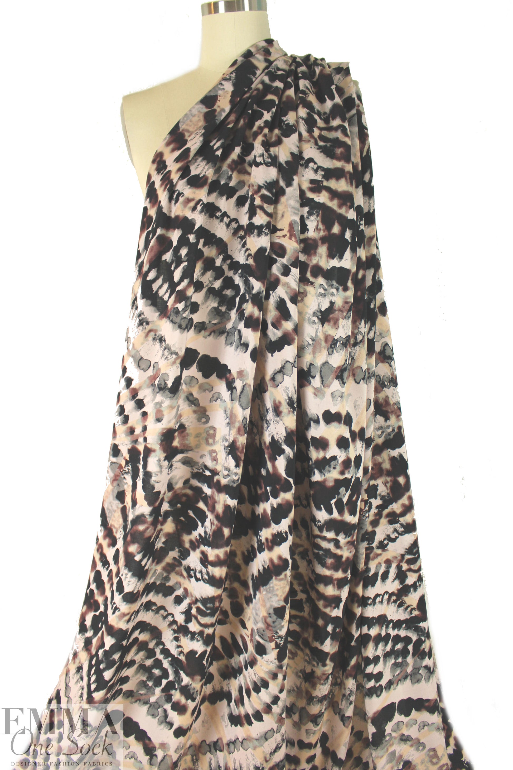 Italian inkblot abstract drapey viscose woven 2 yd