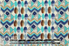 French aqua/nutmeg graphic drapey viscose woven