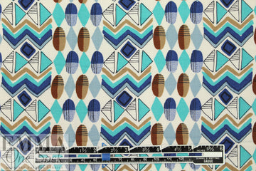 French aqua/nutmeg graphic drapey viscose woven