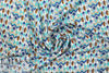 French aqua/nutmeg graphic drapey viscose woven