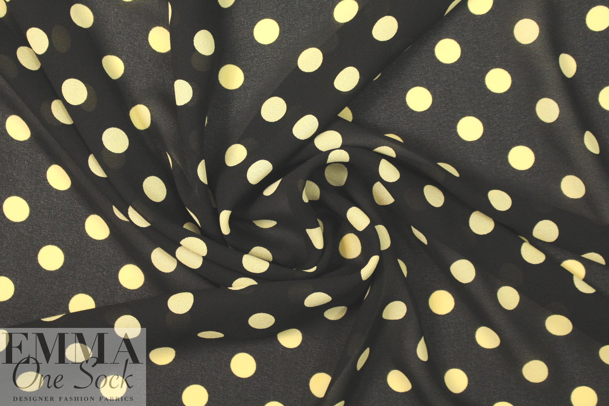 Italian sheer crepey viscose crepe woven black/butter 2.5 yd