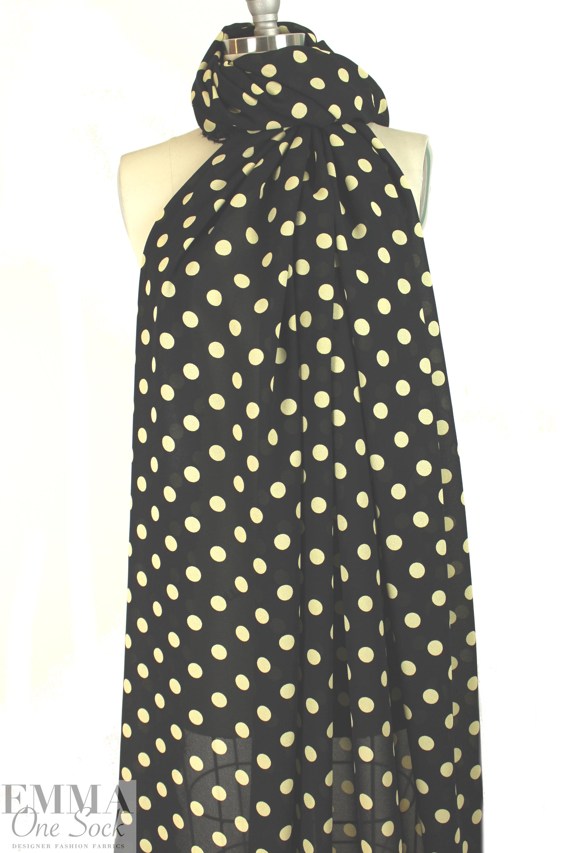 Italian sheer crepey viscose crepe woven black/butter 2.5 yd