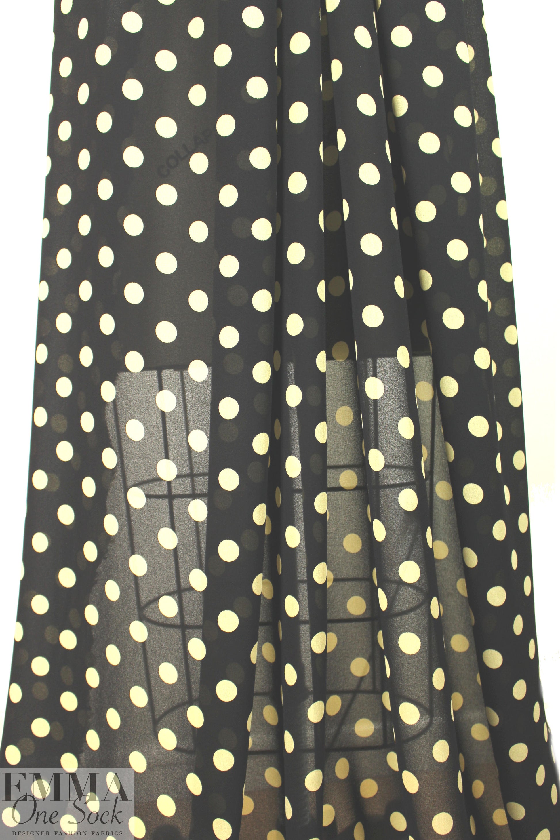 Italian sheer crepey viscose crepe woven black/butter 1.875 yd
