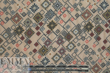 French viscose drapey woven - 'khaki bias graphic'