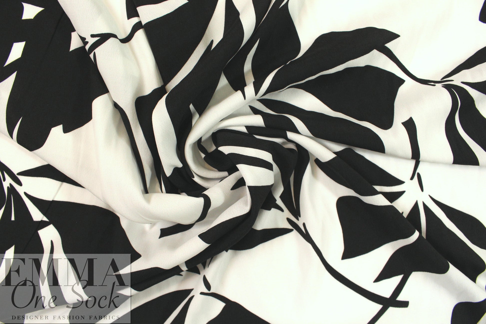 Italian viscose crepe woven - black/white silhouette .75 yds